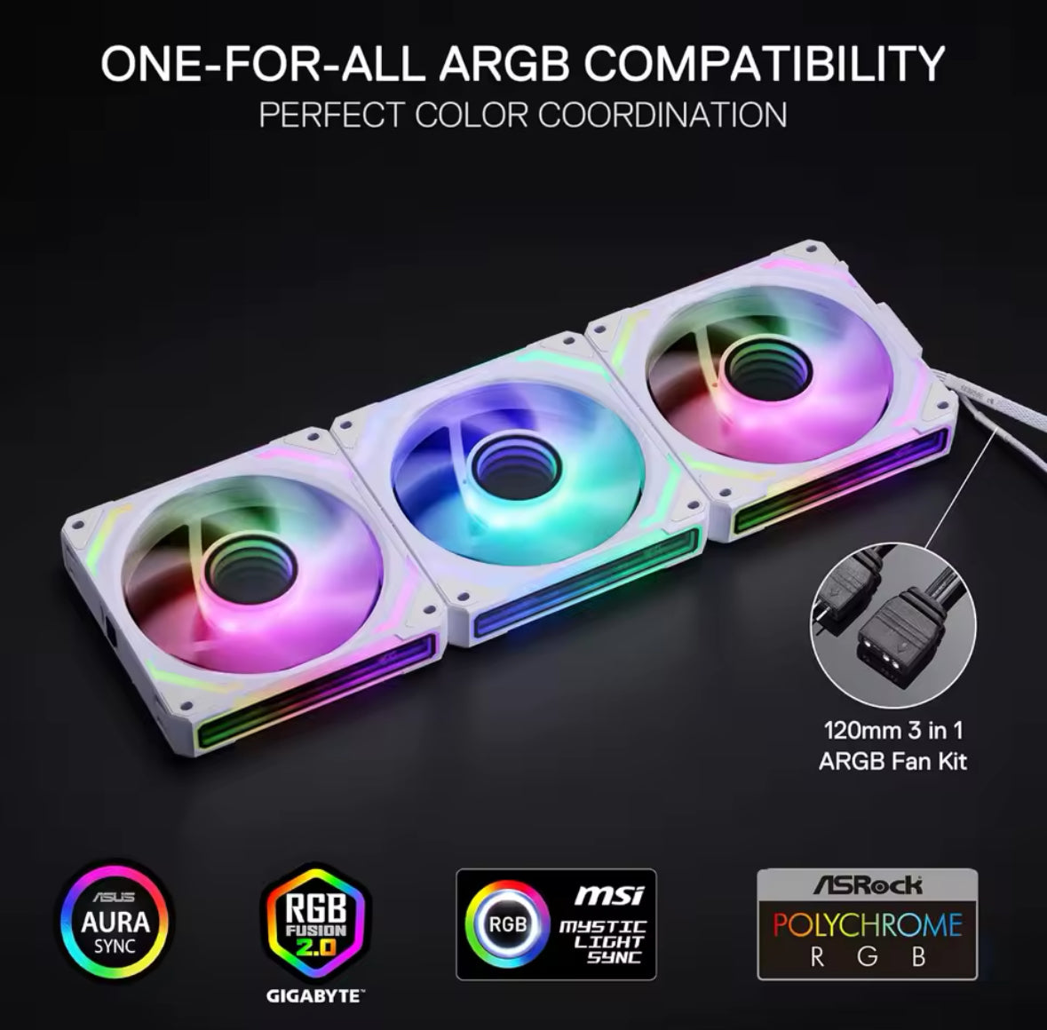 Redragon GCF012 120mm - White - ARGB