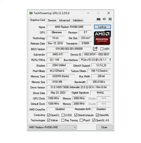 AMD RADEON RX590 8GB - Dual